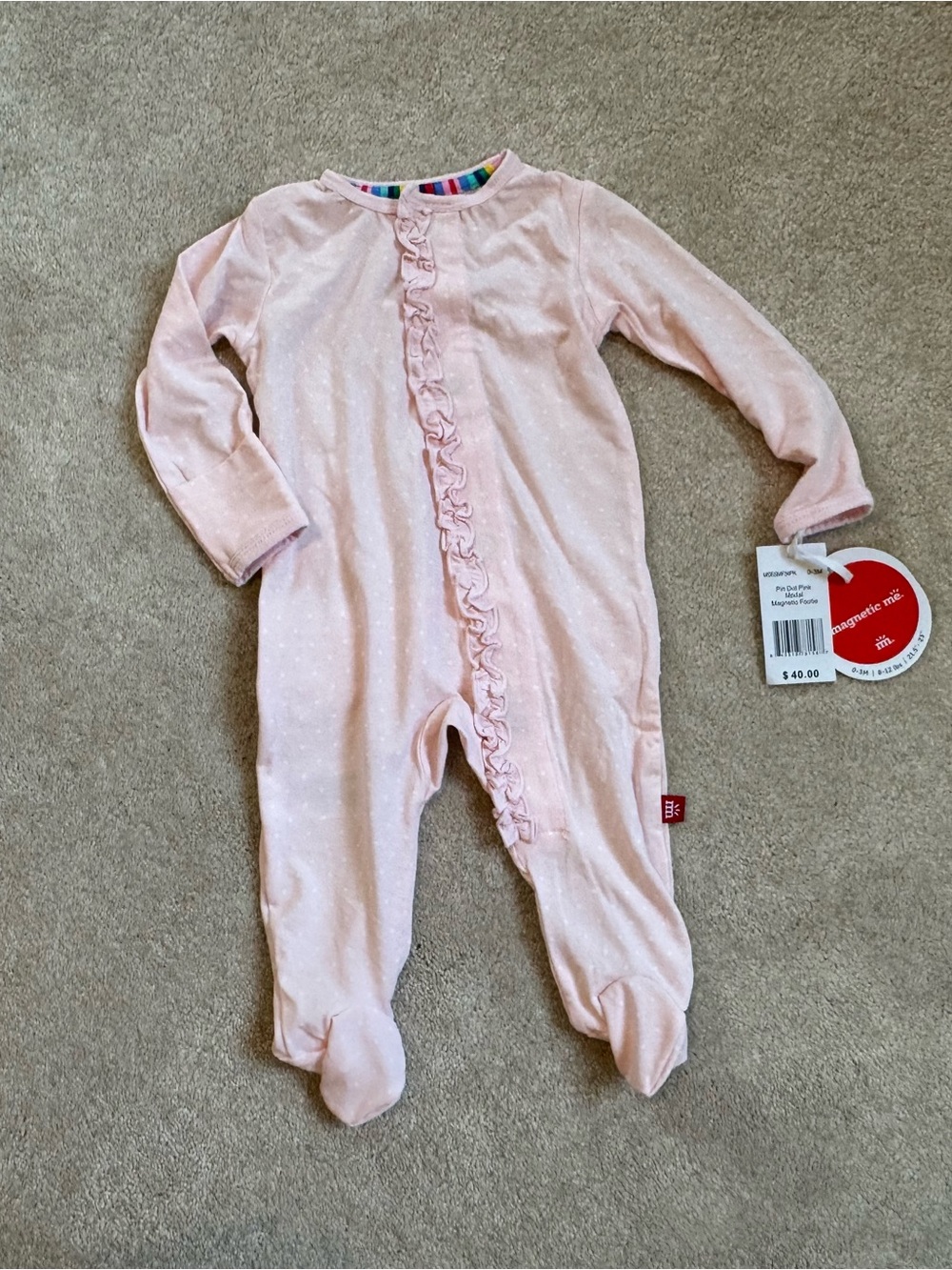 Magnetic Me Light Pink Ruffle Footed One-Piece